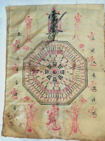 道家温州老布画 八卦中堂画 包真包老 老道手绘