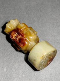 和田玉四面佛印章，包浆醇厚