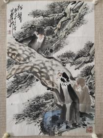 著名画家徐培晨教授国画 精品《松韵图》，尺寸68 x 45厘米 保真，