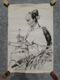 佚名 七八十年代 国画软片 国画古代人物画像 原稿手绘真迹 名家手笔（画心软片尺寸67*44厘米）