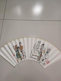 著名画家关良绘画扇面一把