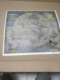你半球地图，16世纪探险地图。