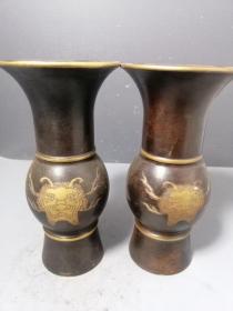 古玩铜器收藏，紫铜花瓶
产品规格：尺寸如下图：