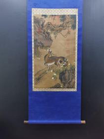 旧藏宋，许道宁，精品绢本：双鹿图78x45