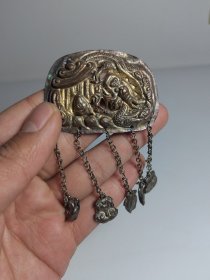 清代鱼跃龙门铜鎏金帽花，