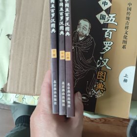中国五百罗汉图典上中下 3册合售，图书有自然形成的黄斑，内页干净无笔记，详细参照书影