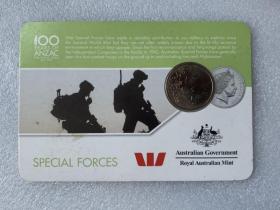 澳大利亚2016年20分澳新军团100周年官方卡装纪念币～特殊战场