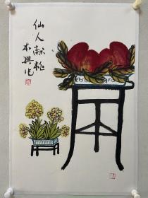 4、山东省美协理事刘本兴 
作品尺寸：69cm x 47cm
艺术简介：刘本兴，字顺兴，1947年生，山东龙口人。现为山东省美术家协会理事，山东省美术家协会会员，中国书画家联谊会山东分会理事，山东画院高级画师。