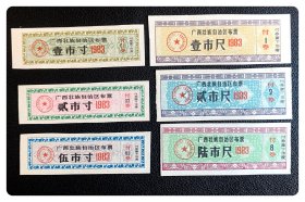 广西壮族自治区布票1983六种，共6枚（全）～A套