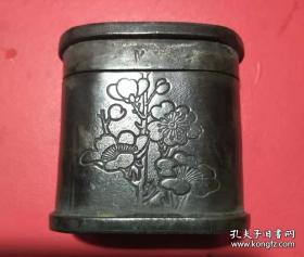 民国清铜图文烟丝盒