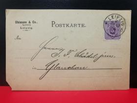 116—德国明信片，1888年实寄。