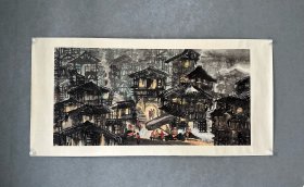 徐希、风景画人物，镜片装裱