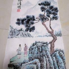 李德林老师 手绘真迹 迎客松国画山水画 画芯尺寸69*34.5cm