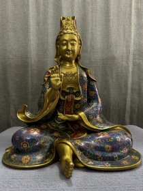 大清乾隆年制铜胎掐丝珐琅景泰蓝（观音菩萨坐像）长46厘米 宽30厘米 高50厘米 重23.15斤