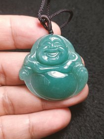 天然翡翠佛公吊坠老油青翡翠佛公玉佩翡翠a货