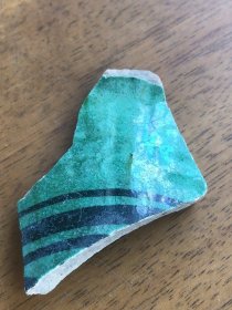辽金磁州窑绿釉墨彩瓷片，5、3、1厘米