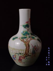 大清乾隆年制五彩人物故事瓶，全品，保存完好，【懂得来】
