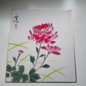 1日本回购手绘古美术； 古艺术 有印章 ；手绘，硬纸27cmx24cm
