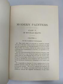 MODERN PAINTERS《现代画家》全5册  作者RUSKIN 拉斯金 开本长宽20.5*14.5CM 布面精装毛边 天顶标题烫金