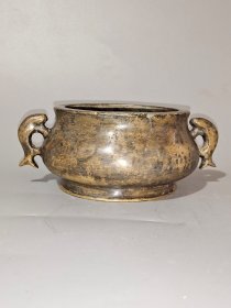 古董 古玩收藏 铜器 铜香炉 传世铜炉 回流铜香炉 纯铜香炉 长16厘米，宽12.5厘米，高6.5厘米，重量2斤