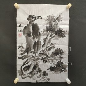 122e22：著名画家、花鸟师承李苦禅大师、中国美术家协会北京分会会员—钱卫国 花鸟国画作品一幅 ，纸本软片，尺寸约1.3平尺！