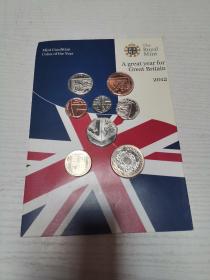 英国2012年盾徽系列纪念装含1磅2磅，全新bu品