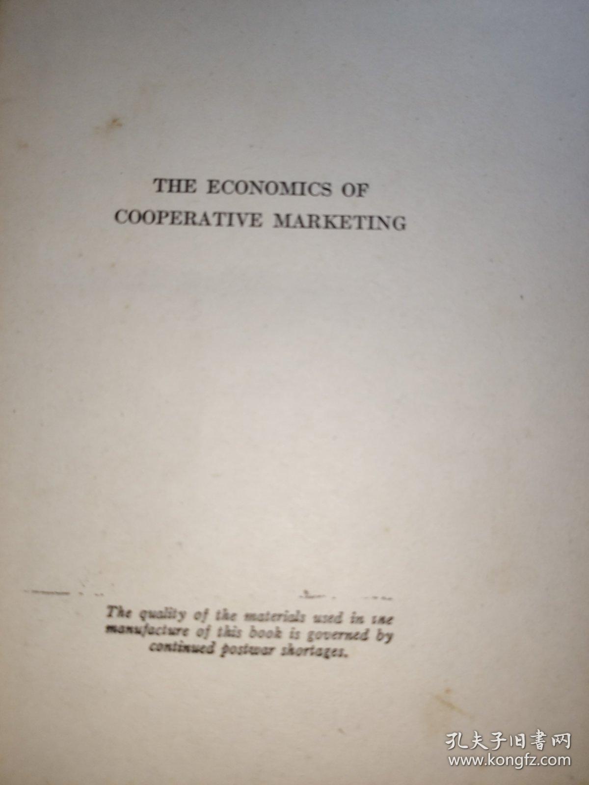 The Economics of Cooperative Marketing 合作营销的经济学【民国私立金陵大学馆藏书，藏书票一枚】