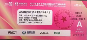 山东体彩女足VS北京雨虹修缮女足，2024中国太平中国足球协会女子超级联赛门票，票根，门券，单副券