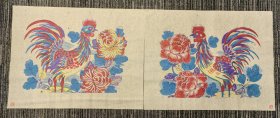 杨家埠年画《金鸡门神》（对幅，稀见）