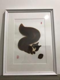 小松鼠，水墨拉毛剪纸画，上海美术电影制片厂剪纸片组，美术电影、美术片、电影、美影周边贺卡，影片，动画、电影