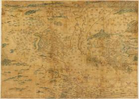 古地图 中国黄河地图。法国国家图书馆藏。纸本大小217*303.1厘米。宣纸艺术微喷复制（需切割制作）