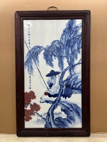 珠山八友＂王步＂江波钓客 瓷板画