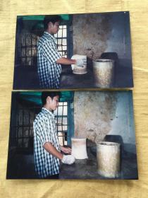 安化黑茶  茯茶手工制作过程 老照片一组稀少13x9cm