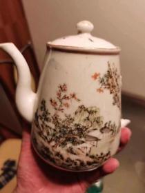 淺絳彩名家 汪友棠 小茶壺