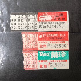 早期天津公交公司客票3种（广告汽车票根）