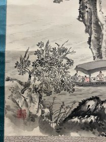 古筆赤壁泛舟图，【松本仙举】 
1880 ~?（明治十三〜？）名政兴，号芝械、石洞、 石鼓堂。爱媛县生人。京都美术工艺学校毕业，师承山 元春举。四条派山水画家。早期作品多入选文部省美 术展。