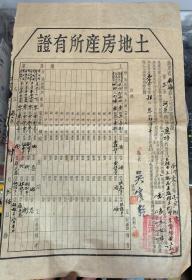 50年代珍贵佛山历史资料 1953年佛山南海县大沥镇河东乡土地房产所有证一张