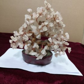粉水晶发财树，高17宽17