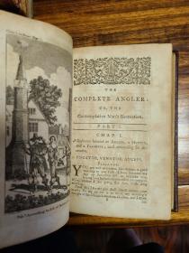 1784年The Compleat Angler 伊萨克·沃尔顿的垂钓大全/钓客清话  Hawkins第四版 多幅S. Wales插图 皮面重装 Izaak Walton和Charles Cotton两部分内容合订 内容完整但第二部分开头似乎缺一幅卷首插图(不太确定)