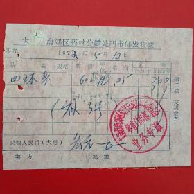 1972年5月12日，四环素，大同市南郊区药材分销处革命委员会零售门市部（生日票据，大同票据2，医疗医院类，28-3）