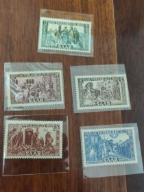 1950 德国邮票 萨尔邮票 人民救济附捐邮票系列 宗教绘画主题 非常精美