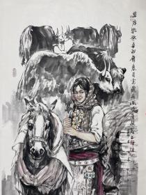 李毅 尺寸 138/68 托片 国画家，现为中国美协会员，中国民族画院理事，安徽省国画院副院长，文化部对外艺术交流中心国韵文华书画院人物画艺委会委员，中华慈善美术家。生于江苏，现居北京。师承中国著名画家冯远、，李宝峰、杜滋龄。