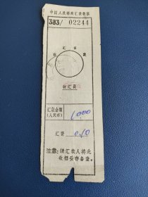 1979年中国人民邮政汇款收据 邮戳山东