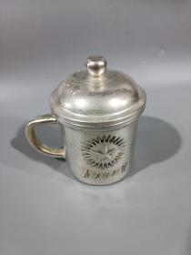 茶杯仿古铜器渡银老包浆毛主席纪念茶杯 家居收藏礼品 工艺精湛，