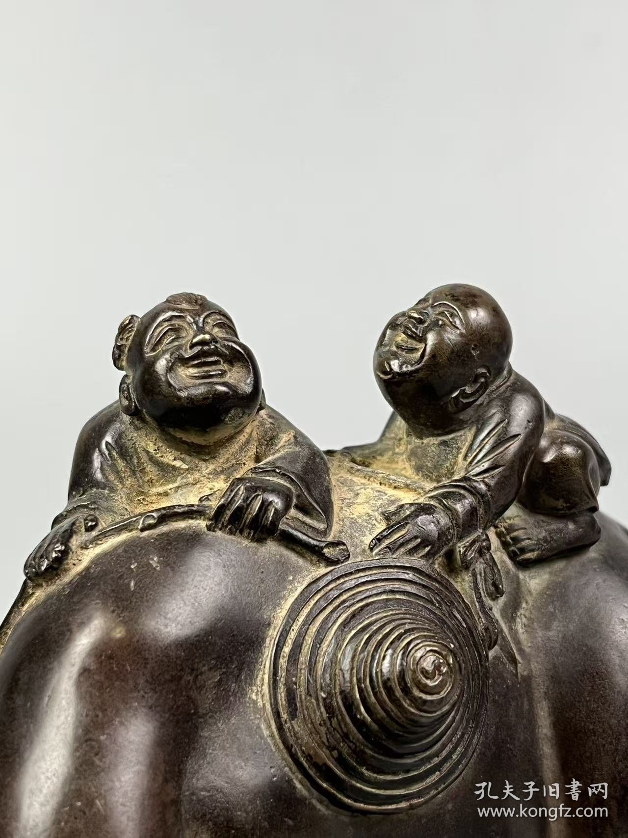 旧藏【童子牧牛】铜摆件