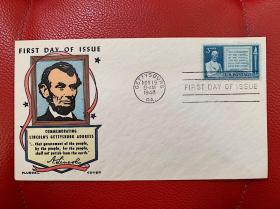 林肯葛底斯堡演说85周年纪念邮票首日封