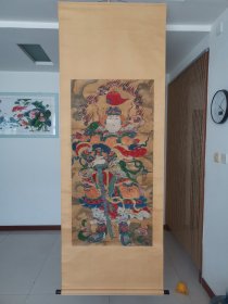 明代绢本，韦陀菩萨像一躯，画心尺寸143*70cm，文物公司精裱，有修补，品如图所示喜欢的联系