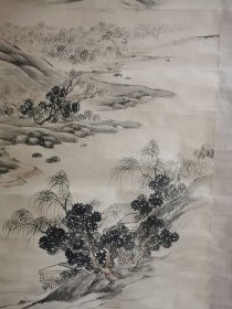 民国老山水画柱