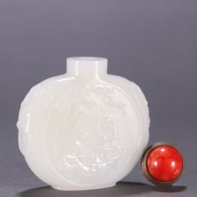 清 和田玉人物故事鼻烟壶