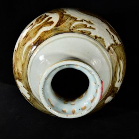 元末明初朱元璋洪武年制褐彩云龙纹火漆印观音尊梅瓶 高35.8径21厘米2